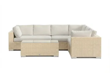 Bahamas L-formad utesoffa vänster, 6-sits med bord - Beige - Products - Utemöbler & utemiljö - Loungemöbler - Loungeset & loungegrupp