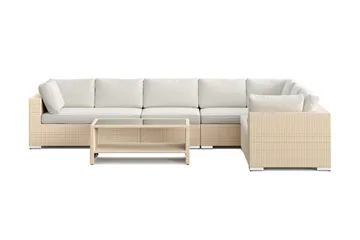 Bahamas L-formad utesoffa vänster, 7-sits med bord och hylla - Beige - Products - Utemöbler & utemiljö - Loungemöbler - Loungeset & loungegrupp