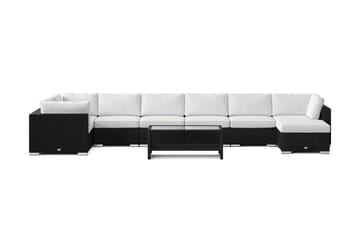Bahamas U-formad utomhus loungegrupp 8-sits med vändbar divan och bord med hylla - Svart - Products - Utemöbler & utemiljö - Loungemöbler - Loungeset & loungegrupp