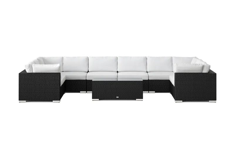 Bahamas U-formad utomhus loungegrupp med stängt avslut, 10-sits med bord - Svart - Products - Utemöbler & utemiljö - Loungemöbler - Loungeset & loungegrupp