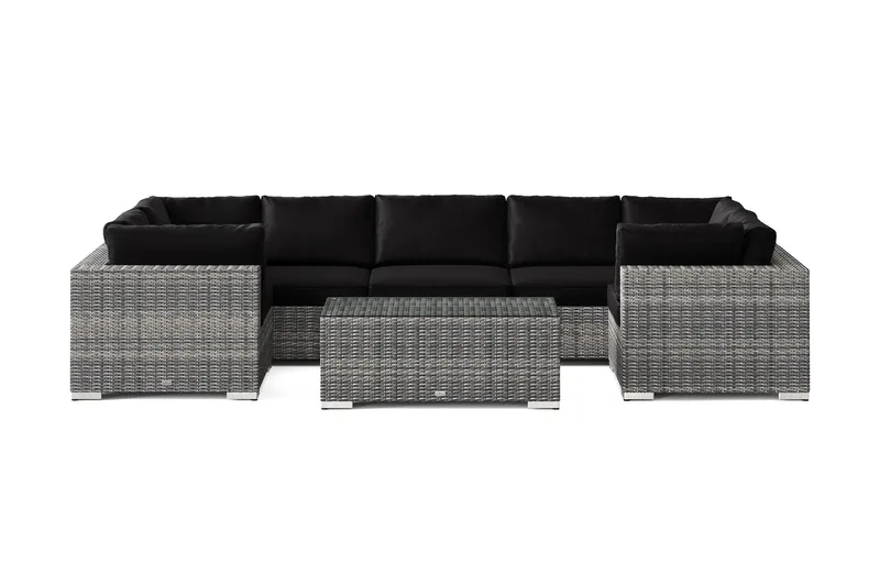 Bahamas U-formad utomhus loungegrupp med stängt avslut, 7-sits med bord - Grå - Products - Utemöbler & utemiljö - Loungemöbler - Loungeset & loungegrupp