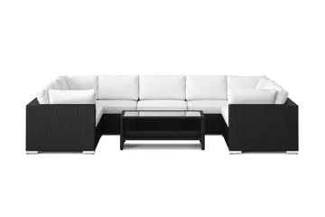 Bahamas U-formad utomhus loungegrupp med stängt avslut, 9-sits med bord och hylla - Svart - Products - Utemöbler & utemiljö - Loungemöbler - Loungeset & loungegrupp