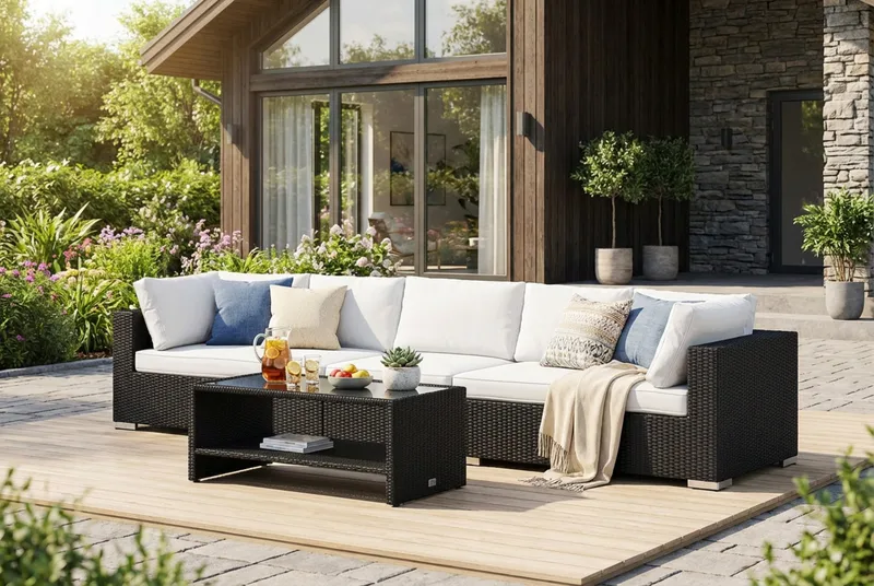 Bahamas utesoffa 5-sits med bord och hylla - Svart - Products - Utemöbler & utemiljö - Loungemöbler - Loungeset & loungegrupp