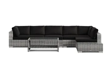 Bahamas utesoffa 6-sits vändbar schäslong med avslut och bord med hylla - Grå - Products - Utemöbler & utemiljö - Loungemöbler - Loungeset & loungegrupp