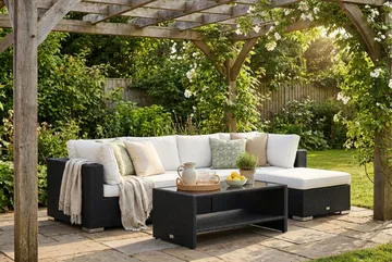 Bahamas utomhus divansoffa 5-sits med vändbar divan och bord med hylla - Svart - Products - Utemöbler & utemiljö - Loungemöbler - Loungeset & loungegrupp