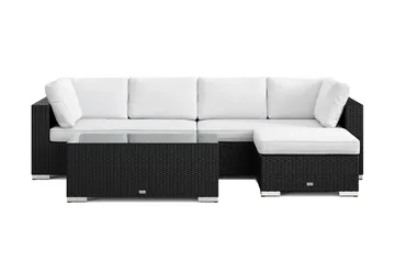 Bahamas utomhus divansoffa 5-sits med vändbar divan och bord - Svart - Products - Utemöbler & utemiljö - Loungemöbler - Loungeset & loungegrupp