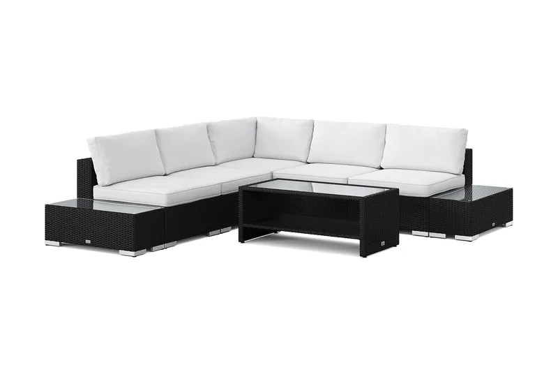 Bahamas utomhus hörnsoffa 5-sits vändbar med öppet avslut och bord med hylla - Svart - Products - Utemöbler & utemiljö - Loungemöbler - Loungeset & loungegrupp