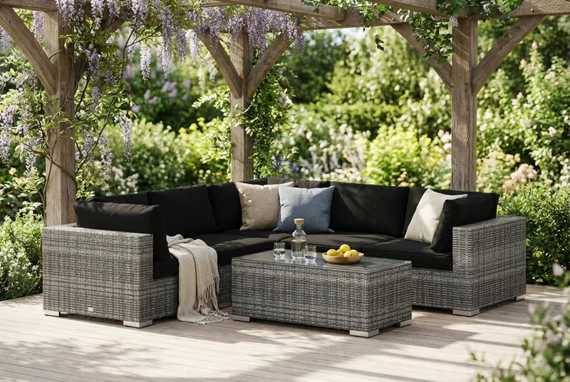 Bahamas utomhus hörnsoffa 5-sits vändbar med bord - Grå - Products - Utemöbler & utemiljö - Loungemöbler - Loungeset & loungegrupp