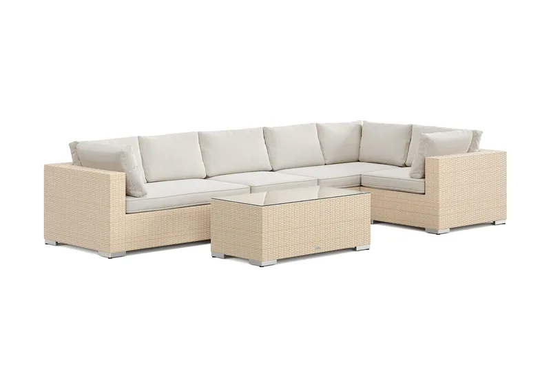 Bahamas utomhus hörnsoffa 6-sits vändbar med bord - Beige - Products - Utemöbler & utemiljö - Loungemöbler - Loungeset & loungegrupp