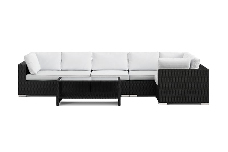 Bahamas utomhus hörnsoffa 6-sits vändbar och bord med hylla - Svart - Products - Utemöbler & utemiljö - Loungemöbler - Loungeset & loungegrupp