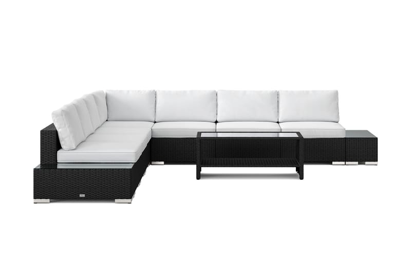 Bahamas utomhus hörnsoffa 7-sits vändbar med öppet avslut och bord med hylla - Svart - Products - Utemöbler & utemiljö - Loungemöbler - Loungeset & loungegrupp