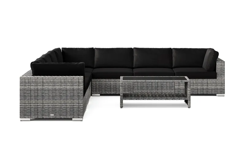 Bahamas utomhus hörnsoffa 7-sits vändbar och bord med hylla - Grå - Products - Utemöbler & utemiljö - Loungemöbler - Loungeset & loungegrupp