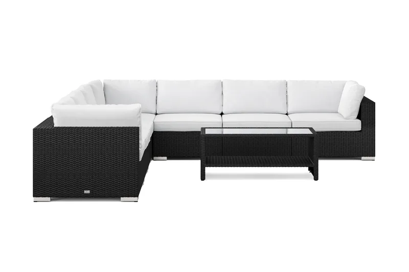 Bahamas utomhus hörnsoffa 7-sits vändbar och bord med hylla - Svart - Products - Utemöbler & utemiljö - Loungemöbler - Loungeset & loungegrupp