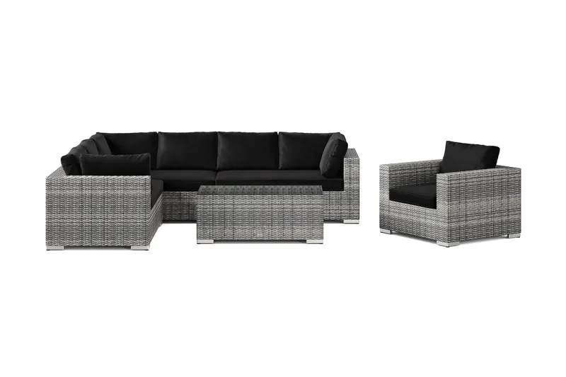 Bahamas utomhus L-soffa höger 7-sits med fåtölj och bord - Grå - Products - Utemöbler & utemiljö - Loungemöbler - Loungeset & loungegrupp