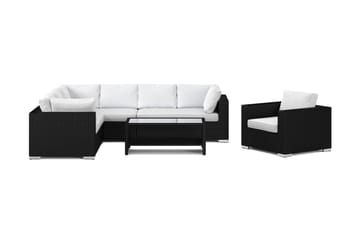 Bahamas utomhus L-soffa höger 7-sits med fåtölj och bord med hylla - Svart - Products - Utemöbler & utemiljö - Loungemöbler - Loungeset & loungegrupp