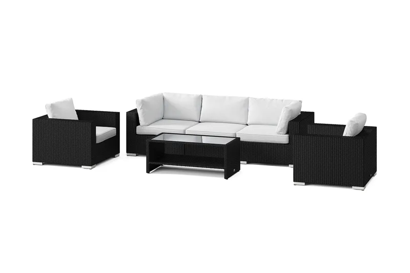 Bahamas utomhus soffgrupp 5-sits med två fåtöljer och bord med hylla - Svart - Products - Utemöbler & utemiljö - Loungemöbler - Loungeset & loungegrupp