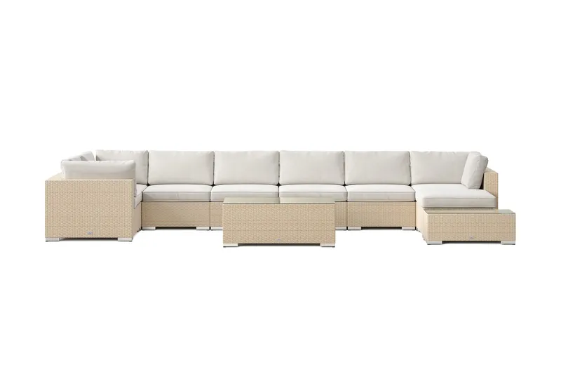 Bahamas utomhus U-soffa 8-sits vändbar divan med öppet avslut och bord - Beige - Products - Utemöbler & utemiljö - Loungemöbler - Loungeset & loungegrupp