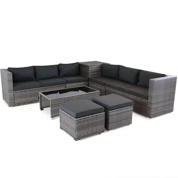 Exklusiv loungegrupp | Inbyggd förvaring | Grå konstrotting | Djursvik - Products - Utemöbler & utemiljö - Loungemöbler - Loungeset & loungegrupp