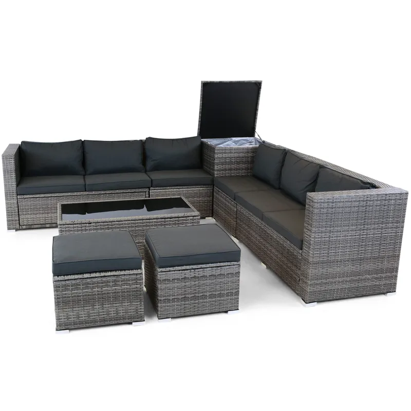 Exklusiv loungegrupp | Inbyggd förvaring | Grå konstrotting | Djursvik - Products - Utemöbler & utemiljö - Loungemöbler - Loungeset & loungegrupp