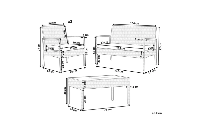 Loungegrupp Utomhus 4-sits konstrotting ljusbrun MARSALA - Trä/natur - Products - Utemöbler & utemiljö - Loungemöbler - Loungeset & loungegrupp
