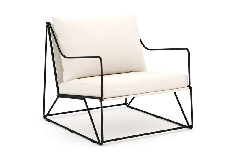 Usteryd loungefåtölj utomhus i järn med vattenavisande dyna i beige, Svart