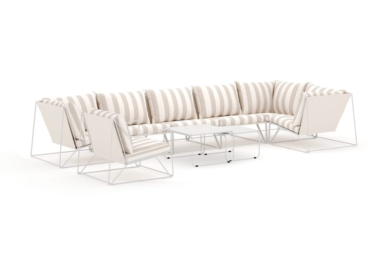 Usteryd utomhus hörnsoffa 7-sits vändbar med fåtölj - Beige/Striped - Products - Utemöbler & utemiljö - Loungemöbler - Loungeset & loungegrupp