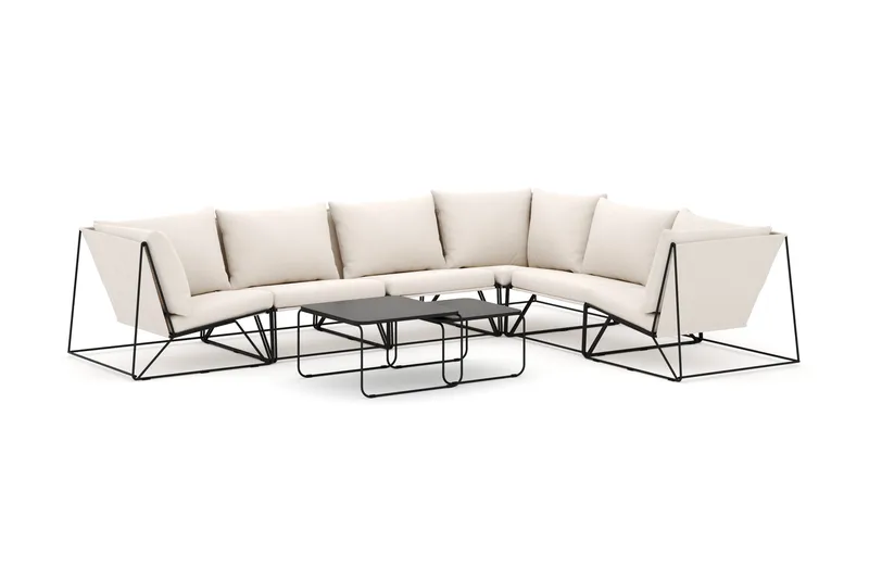 Usteryd utomhus L-soffa 6-sits vändbar - Svart/Beige - Products - Utemöbler & utemiljö - Loungemöbler - Loungesoffor