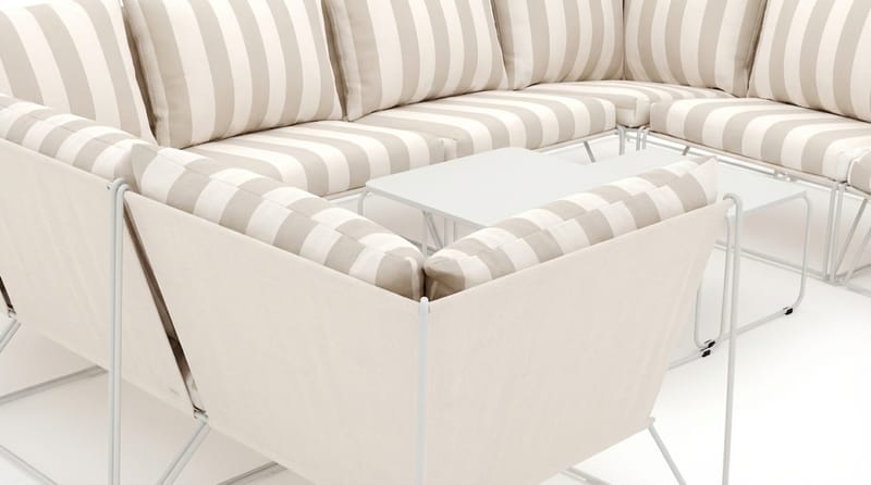 Usteryd utomhus U-soffa 8-sits med stängt avslut - Beige/Striped - Products - Utemöbler & utemiljö - Loungemöbler - Loungesoffor