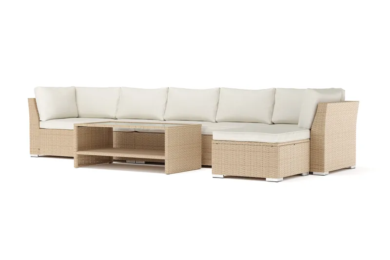 Wisconsin utomhus divansoffa 6-sits vändbar, Beige