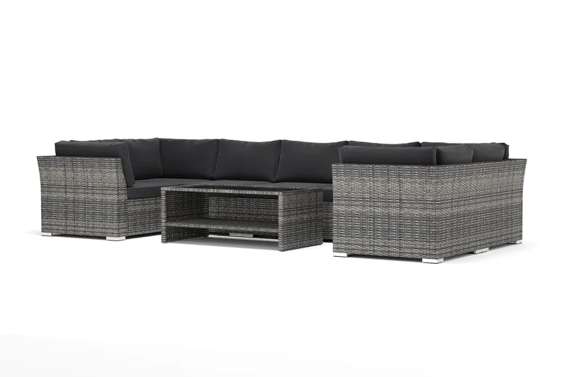 Wisconsin utomhus U-soffa 7-sits med stängt avslut, Grå