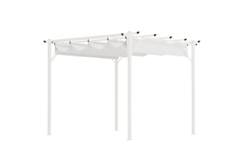 Loppes Pergola med skjutbart tak 3x3 m i stål, Vit