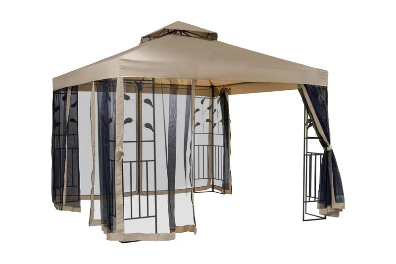 Leafie Paviljong 300x300 cm Stålram, Brun/Beige