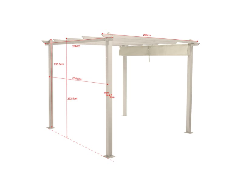 Porto Pergola 3x3 m i aluminium med tak för solskydd - Beige - Products - Utemöbler & utemiljö - Solskydd - Pergola