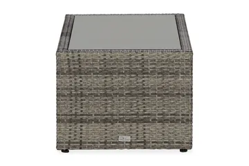 Bahamas Loungbord och Soffbord med hylla Utomhus 113 cm Konstrotting Glas - Grå - Products - Utemöbler & utemiljö - Utebord & trädgårdsbord - Loungebord & soffbord utomhus