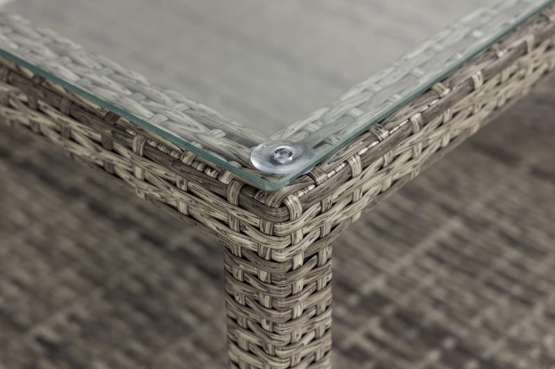 Bahamas Loungebord och Soffbord Utomhus 75 cm Konstrotting Glas - Grå - Products - Utemöbler & utemiljö - Utebord & trädgårdsbord - Loungebord & soffbord utomhus