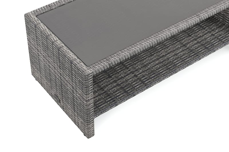 Bahamas Soffbord med hylla Utomhus 113 cm Konstrotting - Grå - Products - Utemöbler & utemiljö - Utebord & trädgårdsbord - Loungebord & soffbord utomhus