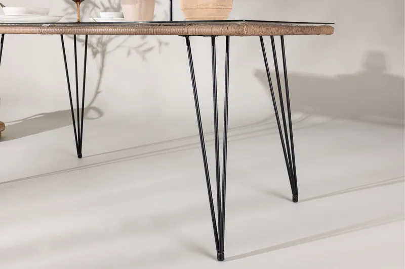 Viga Matbord Utomhus 90x160 cm – Rektangulärt Utebord i stål med glasskiva för Trädgården - Brun - Products - Utemöbler & utemiljö - Utebord & trädgårdsbord - Matbord utomhus