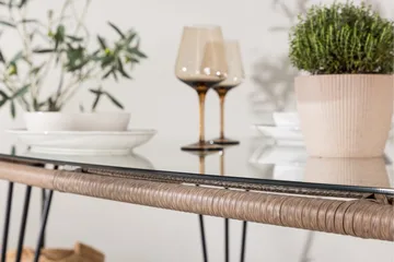 Viga Matbord Utomhus 90x160 cm – Rektangulärt Utebord i stål med glasskiva för Trädgården - Brun - Products - Utemöbler & utemiljö - Utebord & trädgårdsbord - Matbord utomhus