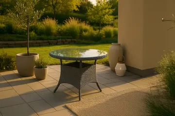 Volta Matbord Utomhus Rund Ø90 cm, Beige/Grå