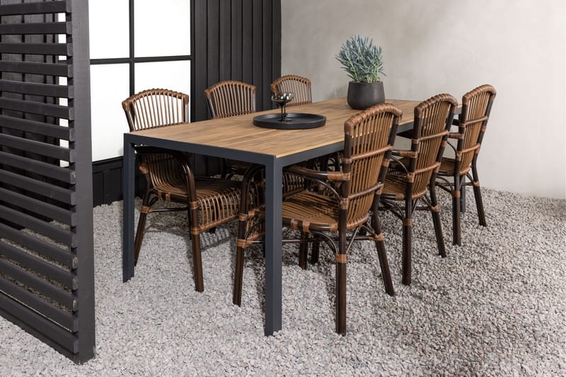 Break Matgrupp 205 cm + 6 st Galera Karmstolar Brun - Brun - Products - Utemöbler & utemiljö - Utegrupp - Matgrupp utomhus