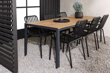 Break Matgrupp Utomhus 205 cm + 6 st Peking Karmstolar - Svart/Brun - Products - Utemöbler & utemiljö - Utegrupp - Matgrupp utomhus