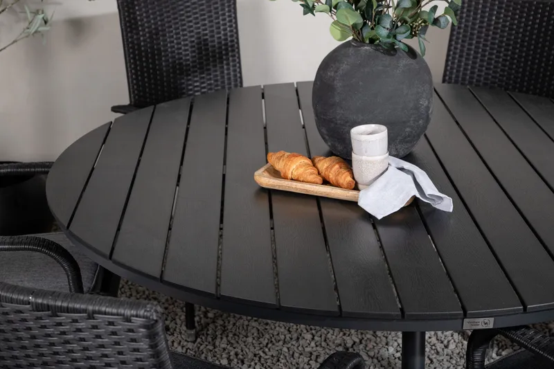 Break Matgrupp Utomhus Rund 150 cm + 6 Anna Matstol - Svart - Products - Utemöbler & utemiljö - Utegrupp - Matgrupp utomhus