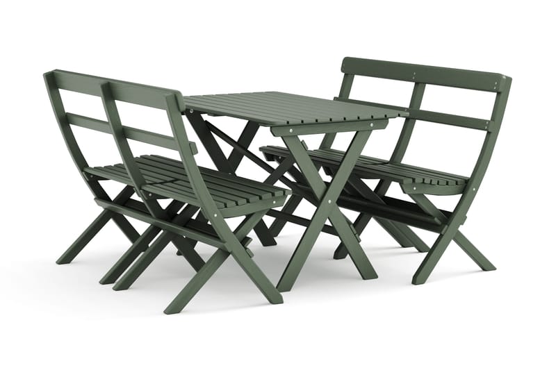 Landet Utomhus matgrupp 118x70x74 cm med 2 soffor, Grön