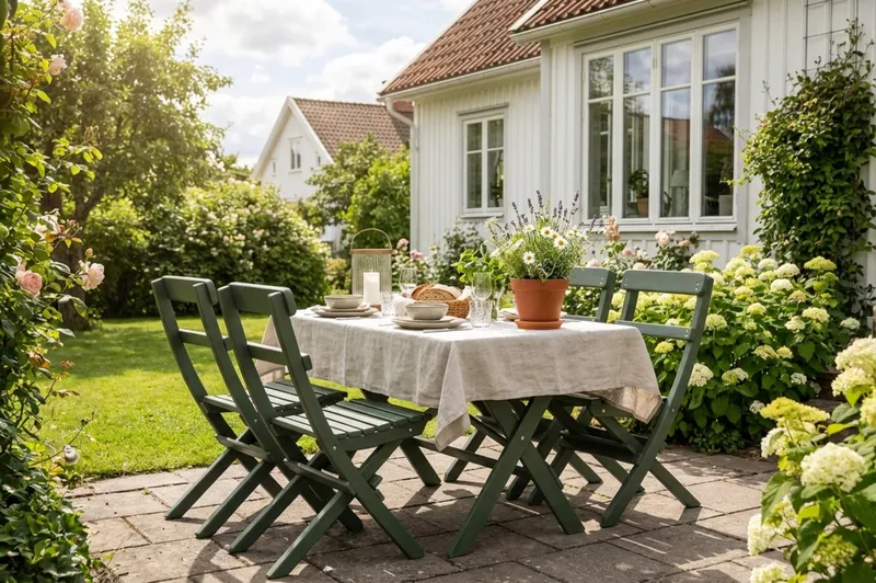 Landet Utomhus matgrupp 118x70x74 cm med 4 klappstolar - Grön - Products - Utemöbler & utemiljö - Utegrupp - Matgrupp utomhus