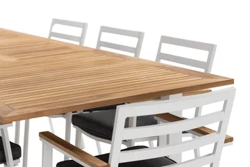 Las Vegas Matgrupp Utomhus 220-280 cm + 8 Oliver Matstol - Teak/Vit - Products - Utemöbler & utemiljö - Utegrupp - Matgrupp utomhus