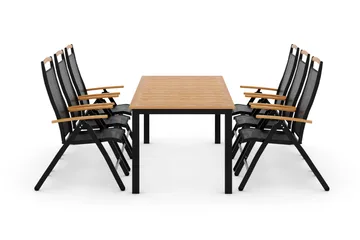 Las Vegas Matgrupp Utomhus Las Vegas 220-280 + 6 Positionsstol Lyx - Svart Teak - Products - Utemöbler & utemiljö - Utegrupp - Matgrupp utomhus