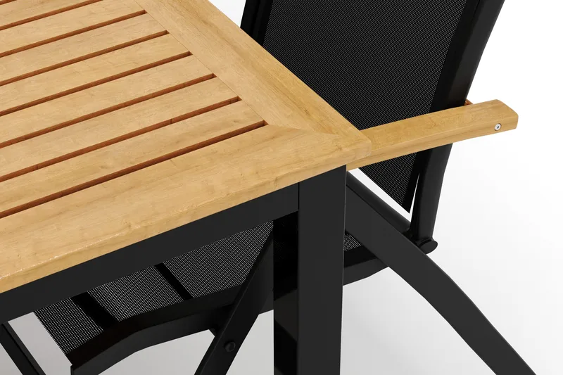 Las Vegas utomhus matgrupp förlängningsbart 220x280x100 cm med 6 Las Vegas positionsstolar - Svart - Products - Utemöbler & utemiljö - Utegrupp - Matgrupp utomhus