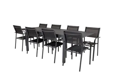 Marbella Matgrupp Utomhus 160-240 cm Rektangulär med 8 Santorini Utestolar - Svart - Products - Utemöbler & utemiljö - Utegrupp - Matgrupp utomhus