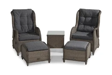 Marcus Caféset med 2 Reclinerfåtöljer Utomhus m Dyna - Grå - Products - Utemöbler & utemiljö - Utegrupp - Cafegrupp & cafeset