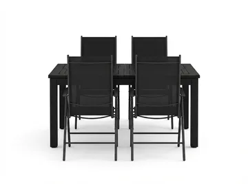 Monaco utomhus matgrupp förlängningsbart 150-250x90 med 4 Maggie positionsstolar - Svart/Grå - Products - Utemöbler & utemiljö - Utegrupp - Matgrupp utomhus